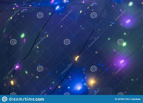 Blue Festive Christmas Elegant Abstract Background With Bokeh Lights