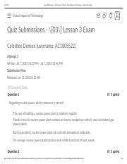 Quiz Submissions 03 Lesson 3 Exam Social Impact Of Technology