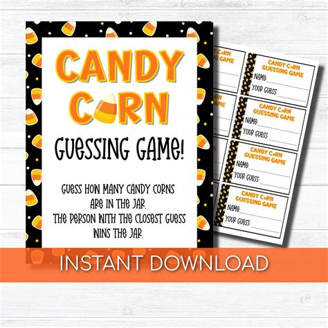 Candy Corn Guessing Game Printable Halloween Party Game Halloween