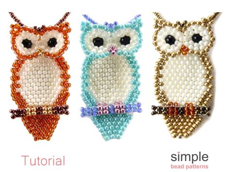 Beaded Owl Pattern Beaded Owl Pendant Necklace Tutorial Owl Etsy Canada