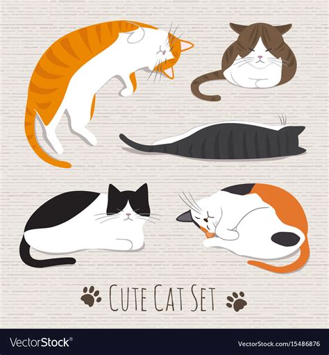 Cats Sleep Collection Royalty Free Vector Image