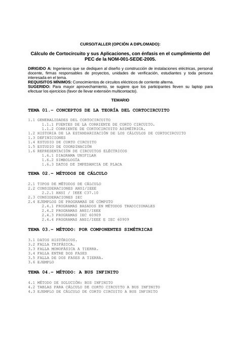 Pdf C Lculo De Cortocircuito Y Sus Aplicaciones Con Nfasis