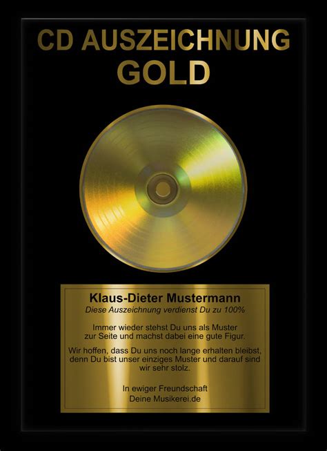 Geschenk Goldene CD Auszeichnung glänzend