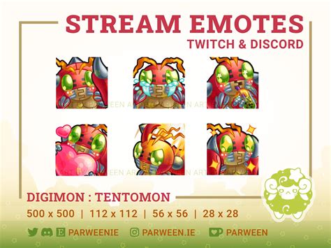 Digimon Adventure Tentomon Emote Set Twitch Discord Etsy