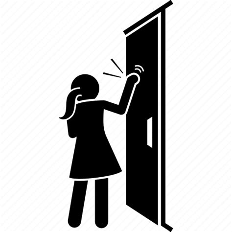 Knock Door Knocking Woman Girl Icon Download On Iconfinder