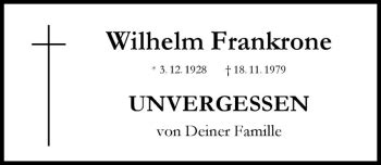 Traueranzeigen Von Wilhelm Frankrone Trauer Ms