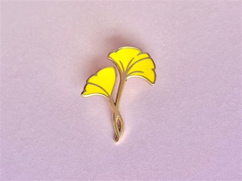 Ginkgo Biloba Leaf Maidenhair Hard Enamel Pin Etsy