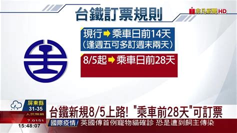 搶票提早 台鐵85起改28天前開搶車票