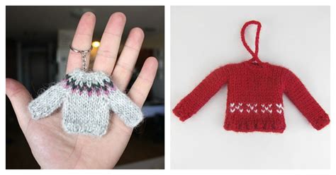 10 Tiny Sweater Ornament Free Knitting Pattern Knitting Patterns