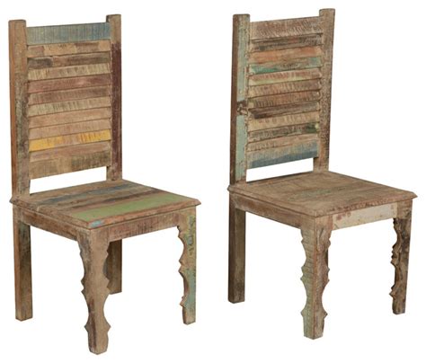 Farmhouse Rustic Old Reclaimed Wood Dining Chair (Set of 2) rustic ...