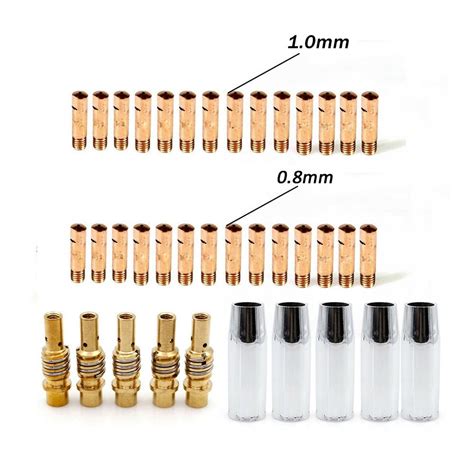 38 Pcs MB15 MIG Welding Torch Consumables Holder Conical Gas Nozzle