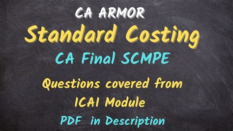 Standard Costing CA FINAL SCMPE Module Questions By Rahul Panchal YouTube