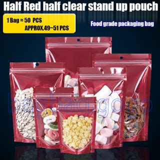 Pcs Half Gold Aluminum Half Clear Stand Up Pouch With Zip Lock