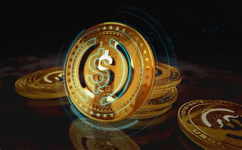 Usdc Usd Coin Stablecoin Cryptocurrency Golden Coin D Illustration