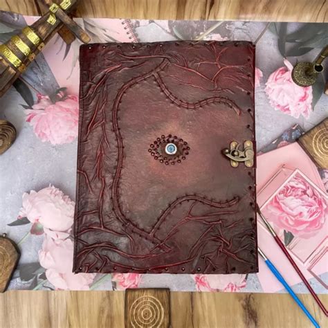 X Brown Hocus Pocus Handmade Leather Journal Blank Book Of Spells