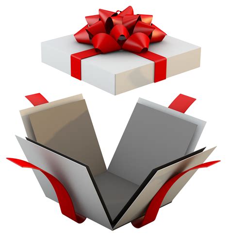 Open Present Box Or Gift Box With Red Ribbons 18795959 PNG