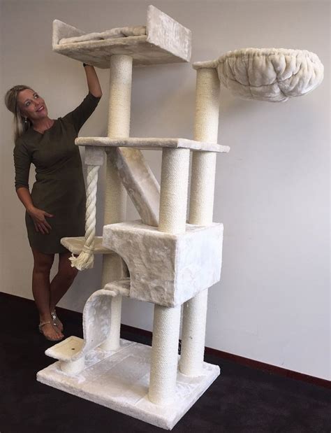 Cat Tree For Large Cats Cat Mansion Beige Cattreeking Usa