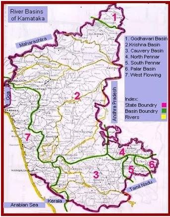 Karnataka District Map With Rivers