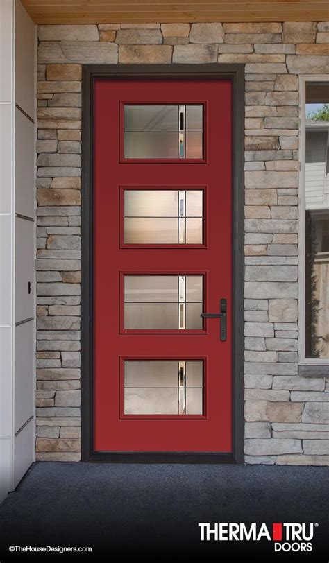 Lite Modern Painted Fiberglass Door With Decorative Glass By Therma