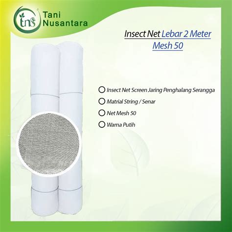 Jual Insect Net Putih Jaring Kasa Greenhouse Lebar 2 Meter Mesh 50 Roll