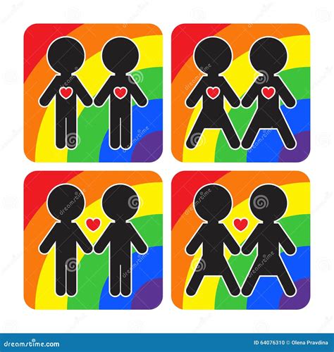 Gay And Lesbian Couples Vector Icons Set Stock Vector Illustration Of Label Person