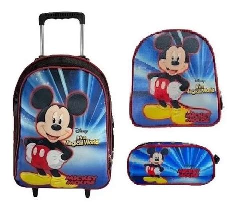 Mochila Mickey Escolar Infantil Creche Rodinhas Bolsa Menino Mebuscar