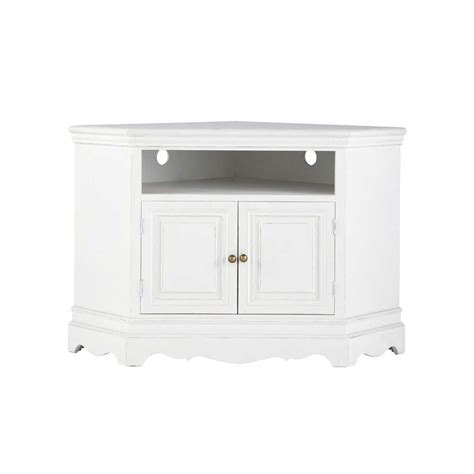 Paulownia Wood Corner Tv Unit In White W 105cm Joséphine Maisons Du Monde