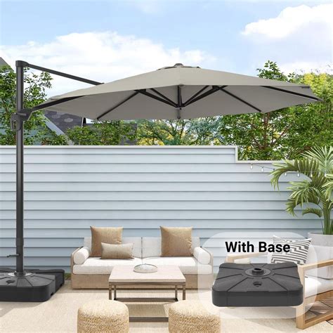 Sonkuki 11 Ft Round Aluminum 360 Degree Rotation Cantilever Offset Outdoor Patio Umbrella With