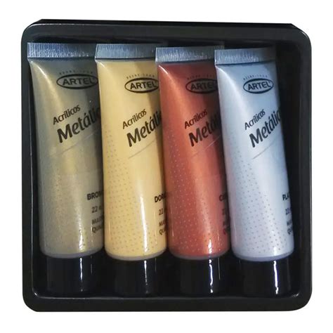 Pintura Acrílica Artel Colores Metálicos 22 Ml Set De 4 Dibu Chile