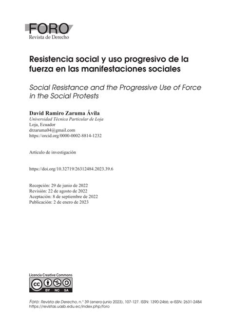 PDF Resistencia Social Y Uso Progresivo De La Fuerza En Las