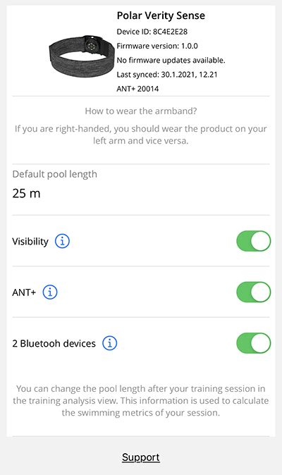 Verity Sense settings in Polar Flow app | Polar Global