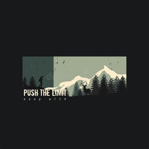 Illustration Design Of Climbing A Mountain There Is A Deer In A Pine