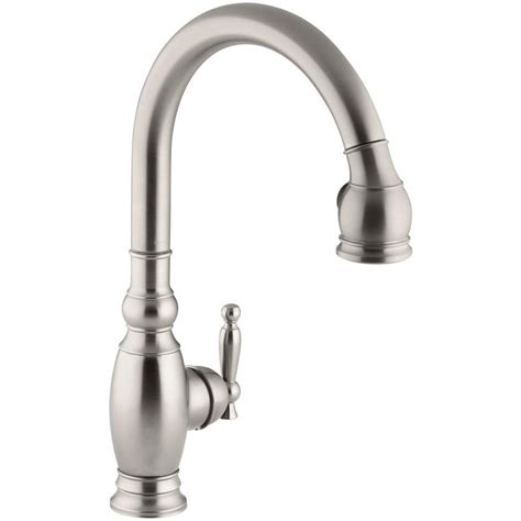 Kohler Vinnata Single Handle Pull Down Sprayer Kitchen Faucet In Vibrant Stainless K 690 Vs