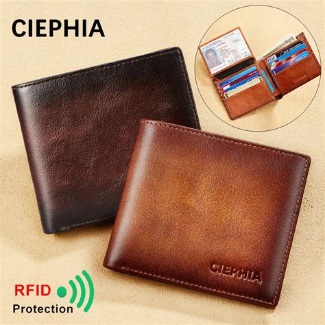 Ciephia Genuine Leather RFID Blocking Wallets For Men Vintage Bifold