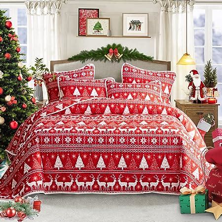 Amazon Dobuyly Christmas Quilt Set King Christmas Tree Snowman