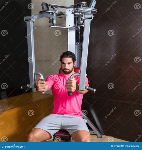 Pec Deck Flye Pec Deck Chest Workout Man Stock Image Cartoondealer