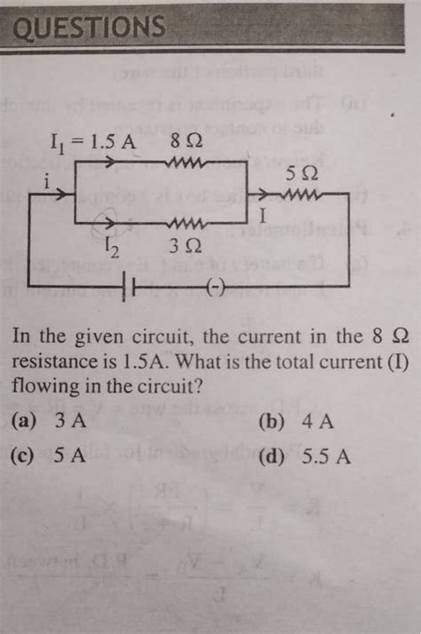 In The Circuit Shown In Figure The Current Flowing Through