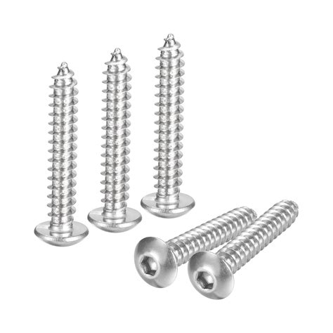 Uxcell Hex Socket Self Tapping Screws M5 X 30mm 304 Stainless Steel Wood Screw 60pack