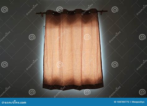 Orange Curtains in the Bedroom. Stock Image - Image of element, filter ...