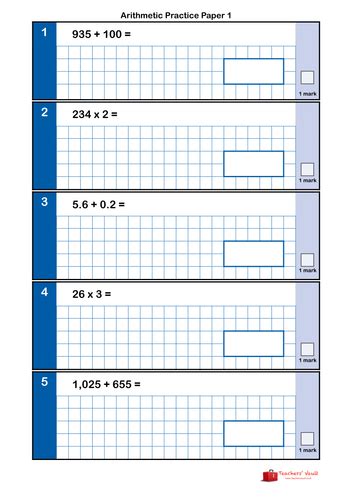 Y6 SATs Style Arithmetic Practice Papers Bundle 1 - Papers 1 to 5 | Teaching Resources