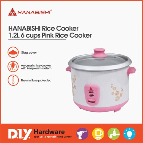 Hanabishi Rice Cooker HRC12G 1 2L 6 Cups Pink Rice Cooker DIYH ONLINE