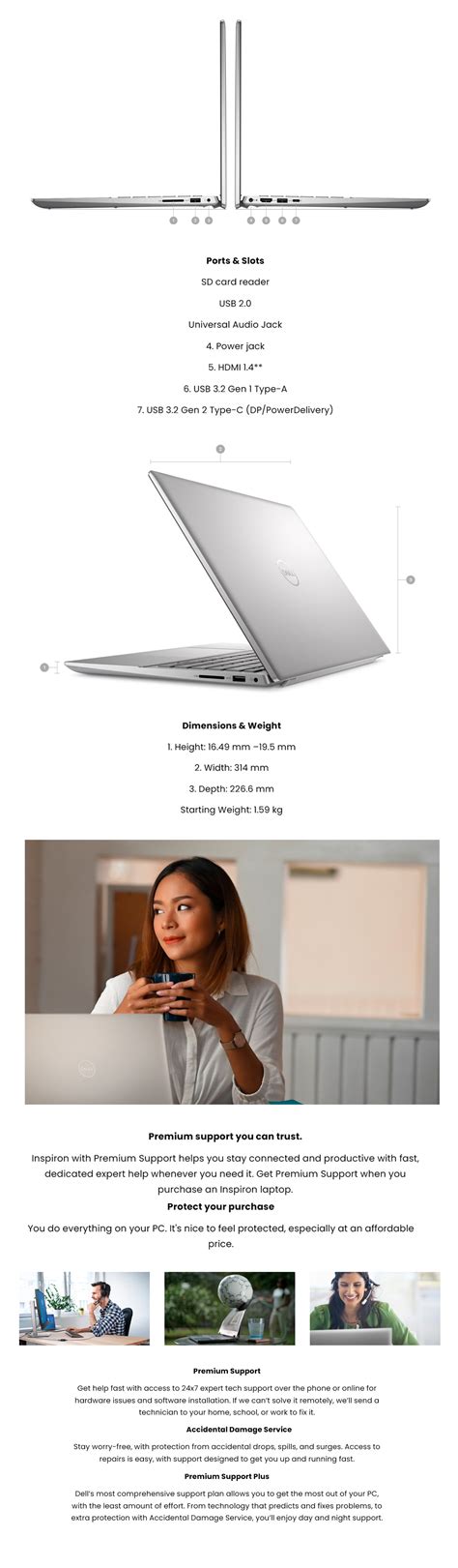 Dell Inspiron 5435 - PSilver | 14inch FHD+ 250nits | Ryzen 7 7730U ...