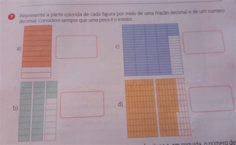 7 b Represente a parte colorida de cada figura por meio de uma fração