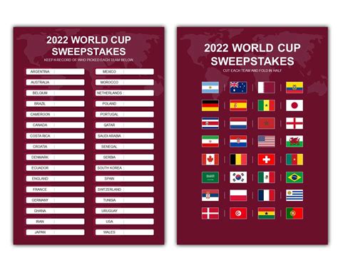 2022 World Cup Sweepstake Kit Soccer World Cup Game Football Etsy