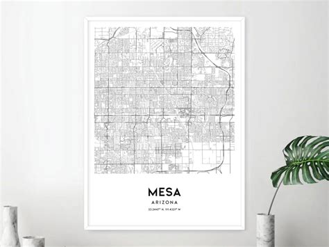 Mesa Map Print Mesa Map Poster Wall Art Az City Map Arizona Print