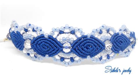 Rosebud Macrame Blue Bracelet Izabela Craftwork