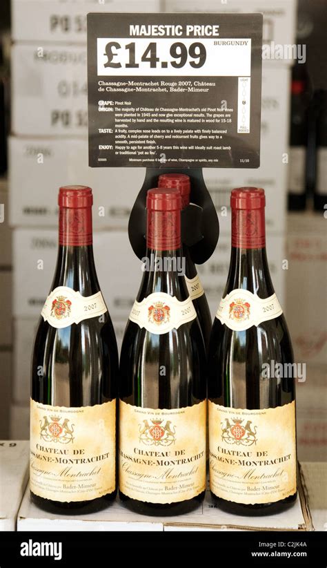 Bottles Of Red Burgundy Wine For Sale In A Majestic Wine Store Uk