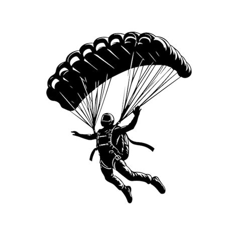 Premium Vector Skydiver Silhouette Parachuting Vector Illustration