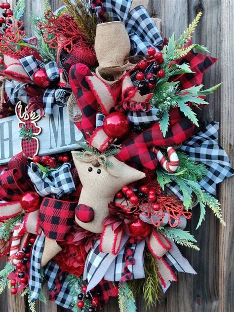 Farmhouse Wreath Front Door Wreath Everyday Wreath Buffalo Plaid