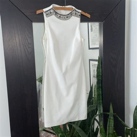 Zara Dresses Zara Trafaluc White Bodycon Midi Dress With Beaded